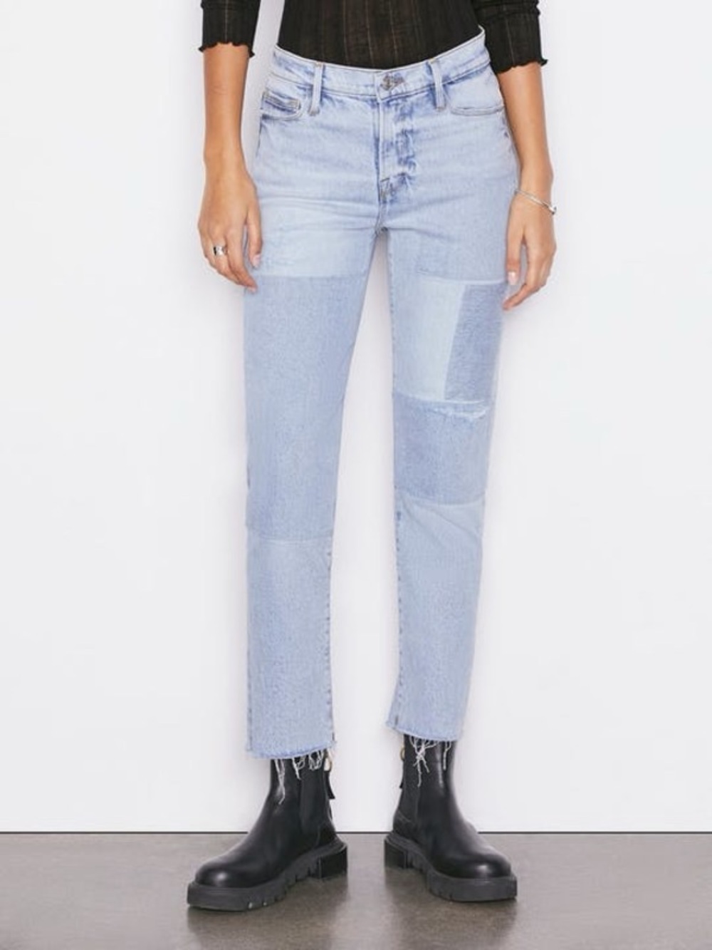 FRAME Le Nouveau Straight 30 Hideaway Patch Patchwork